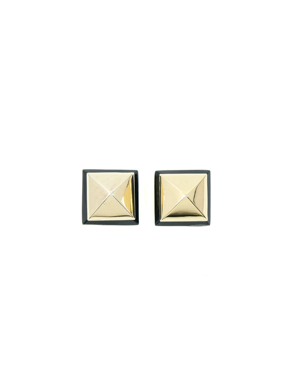 Goldtone Pyramid Earrings Accessory arcadeshops.com
