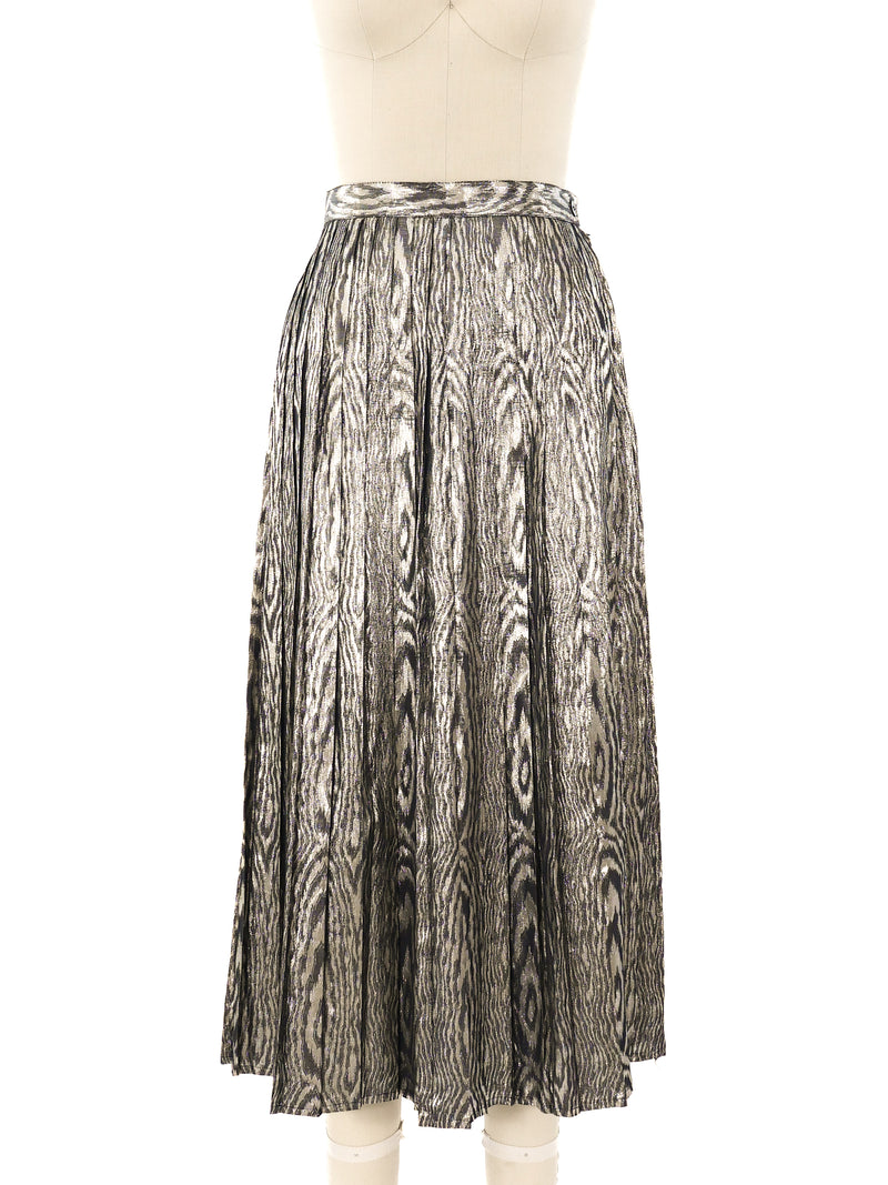 Metallic Silver Woodgrain Pattern Skirt Bottom arcadeshops.com