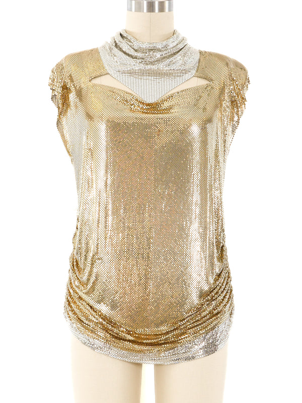 Ferrara Two Tone Metallic Chainmail Top Top arcadeshops.com