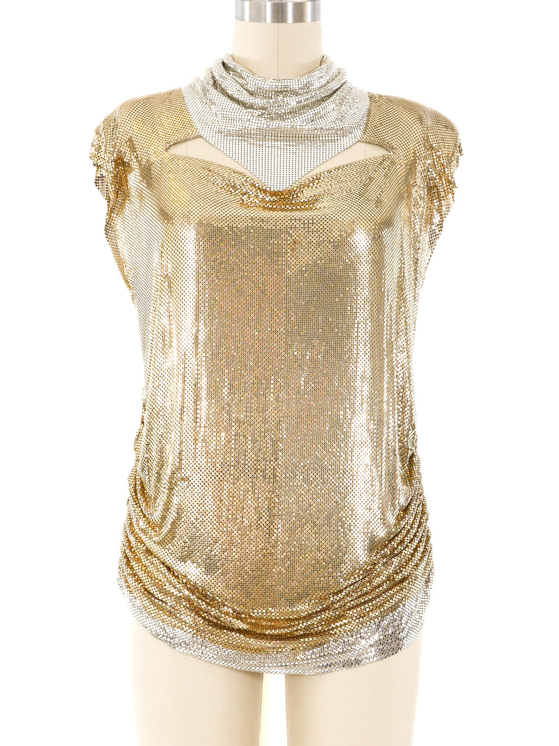 Ferrara Two Tone Metallic Chainmail Top Top arcadeshops.com