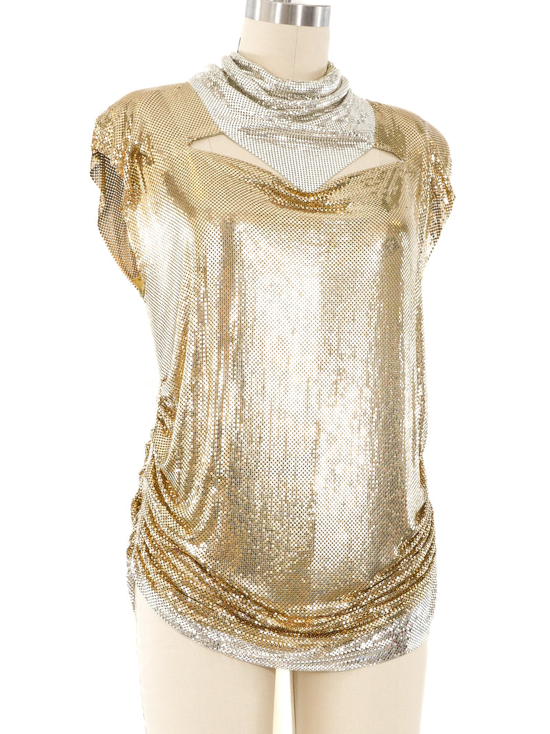 Ferrara Two Tone Metallic Chainmail Top Top arcadeshops.com