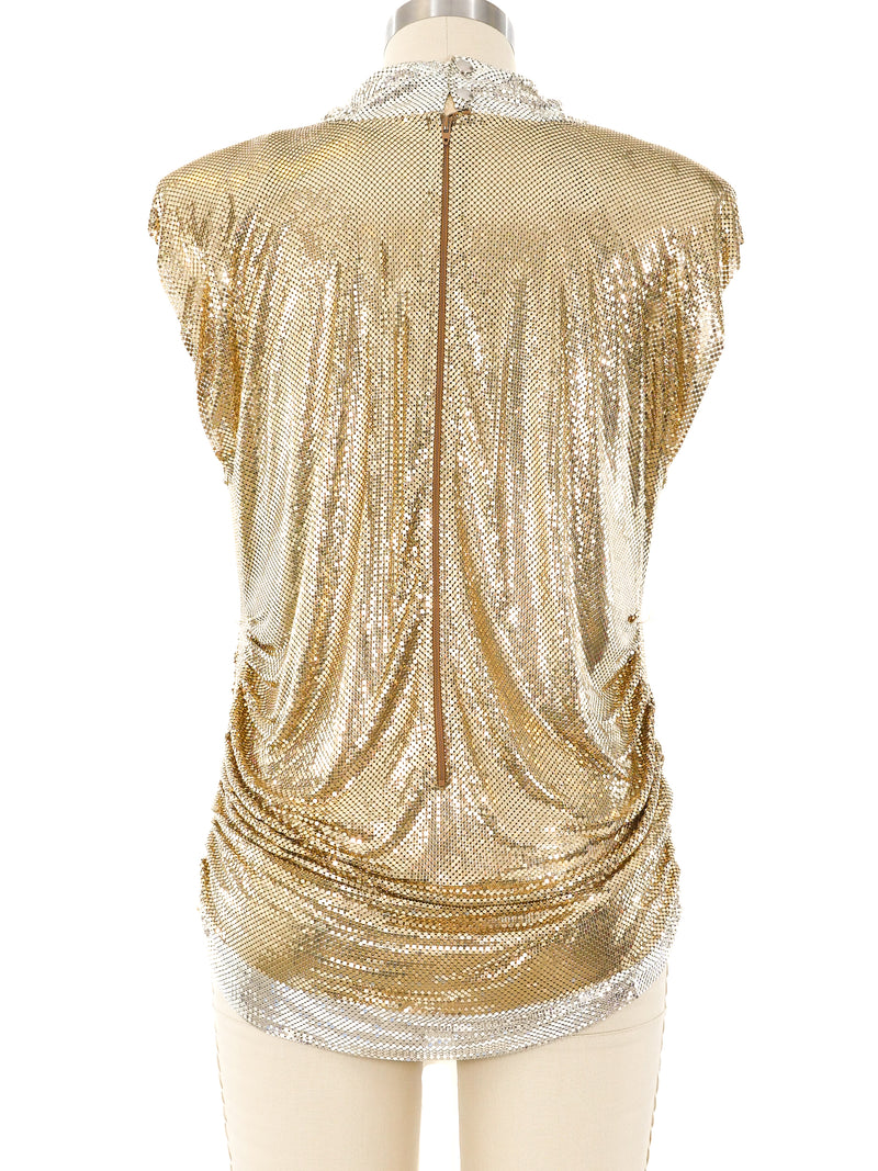 Ferrara Two Tone Metallic Chainmail Top Top arcadeshops.com