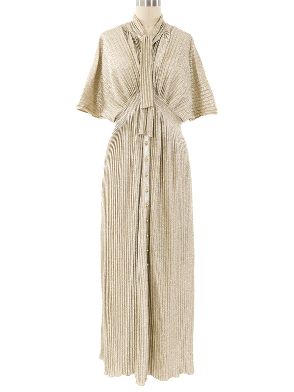 Paco Rabanne Metallic Pleated Maxi Dress Dress arcadeshops.com