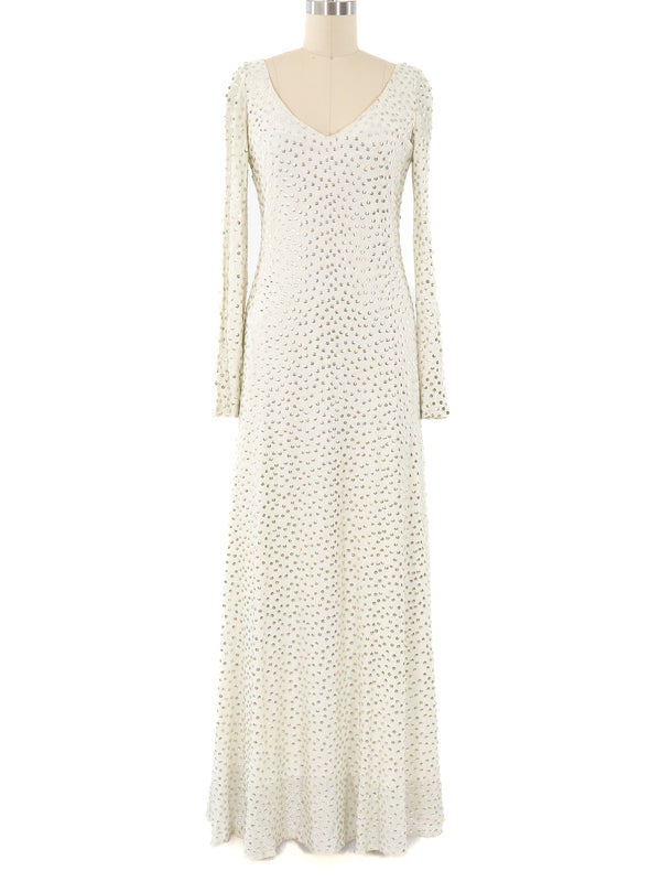 Mollie Parnis Metallic Sequin Embellished Maxi Dress Dress arcadeshops.com