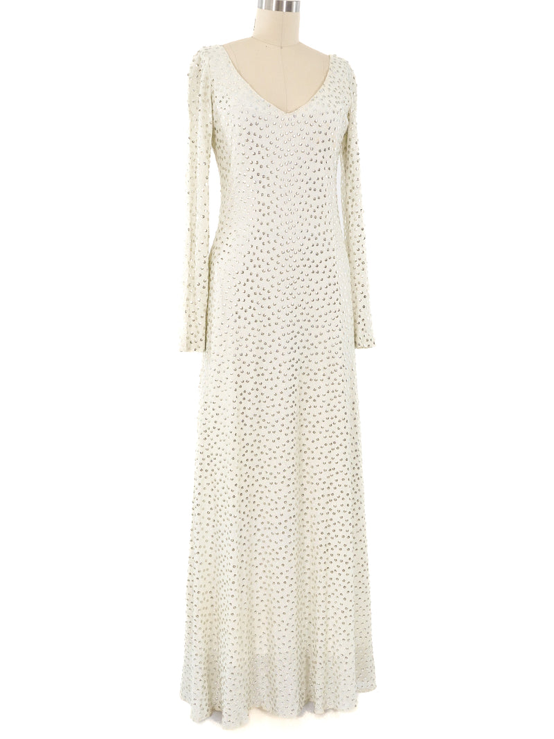 Mollie Parnis Metallic Sequin Embellished Maxi Dress Dress arcadeshops.com