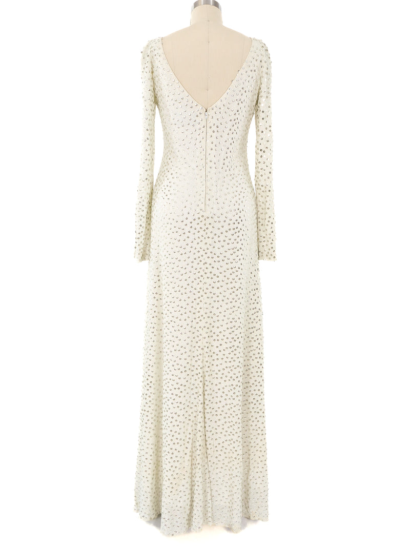 Mollie Parnis Metallic Sequin Embellished Maxi Dress Dress arcadeshops.com