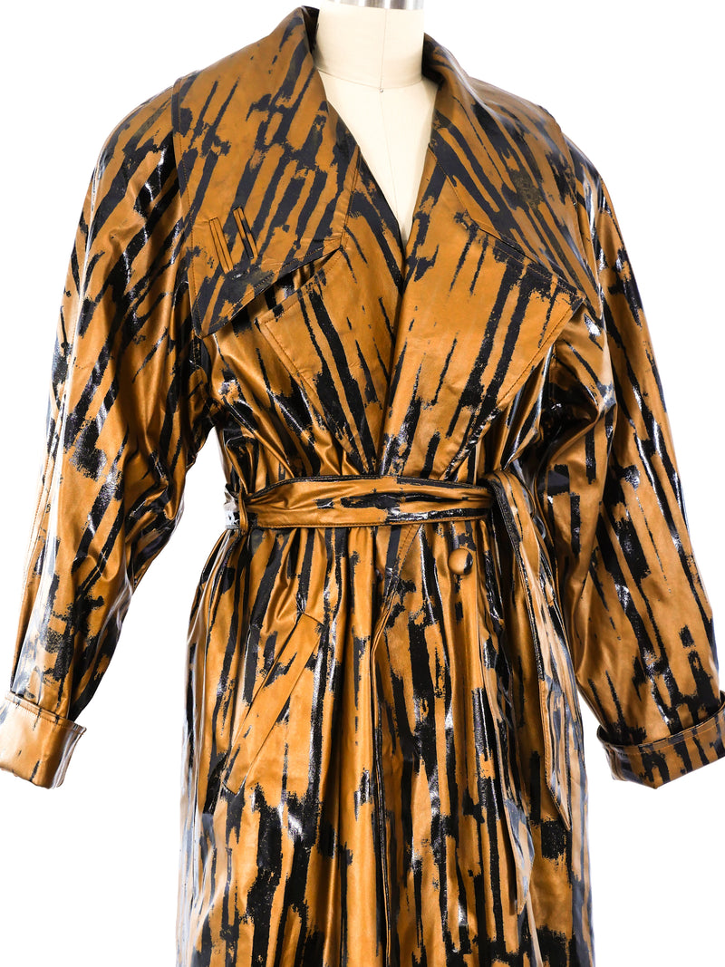 Printed Bronze Trench Coat Jacket arcadeshops.com