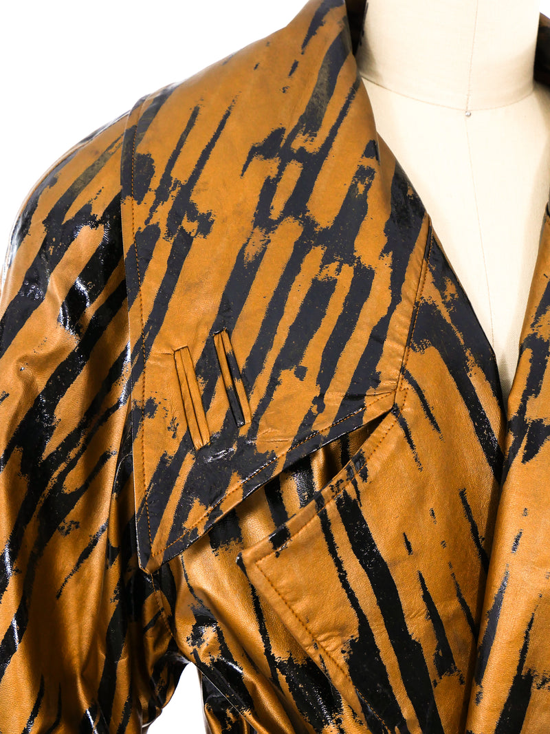 Printed Bronze Trench Coat Jacket arcadeshops.com