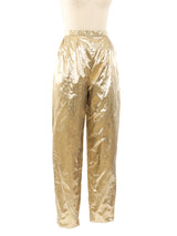 Pleated Gold Lamé Pants Bottom arcadeshops.com