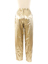 Pleated Gold Lamé Pants Bottom arcadeshops.com