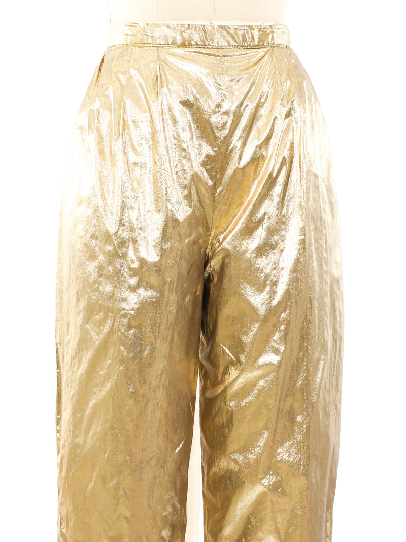 Pleated Gold Lamé Pants Bottom arcadeshops.com