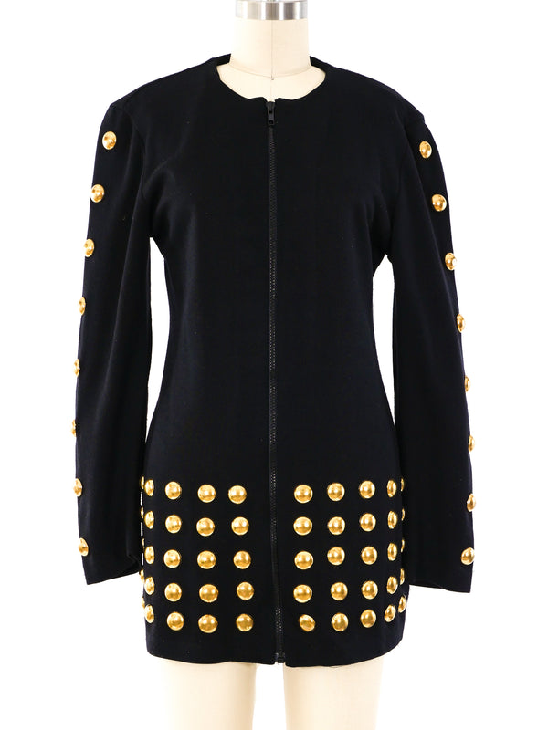 Goldtone Studded Knit Jacket Jacket arcadeshops.com