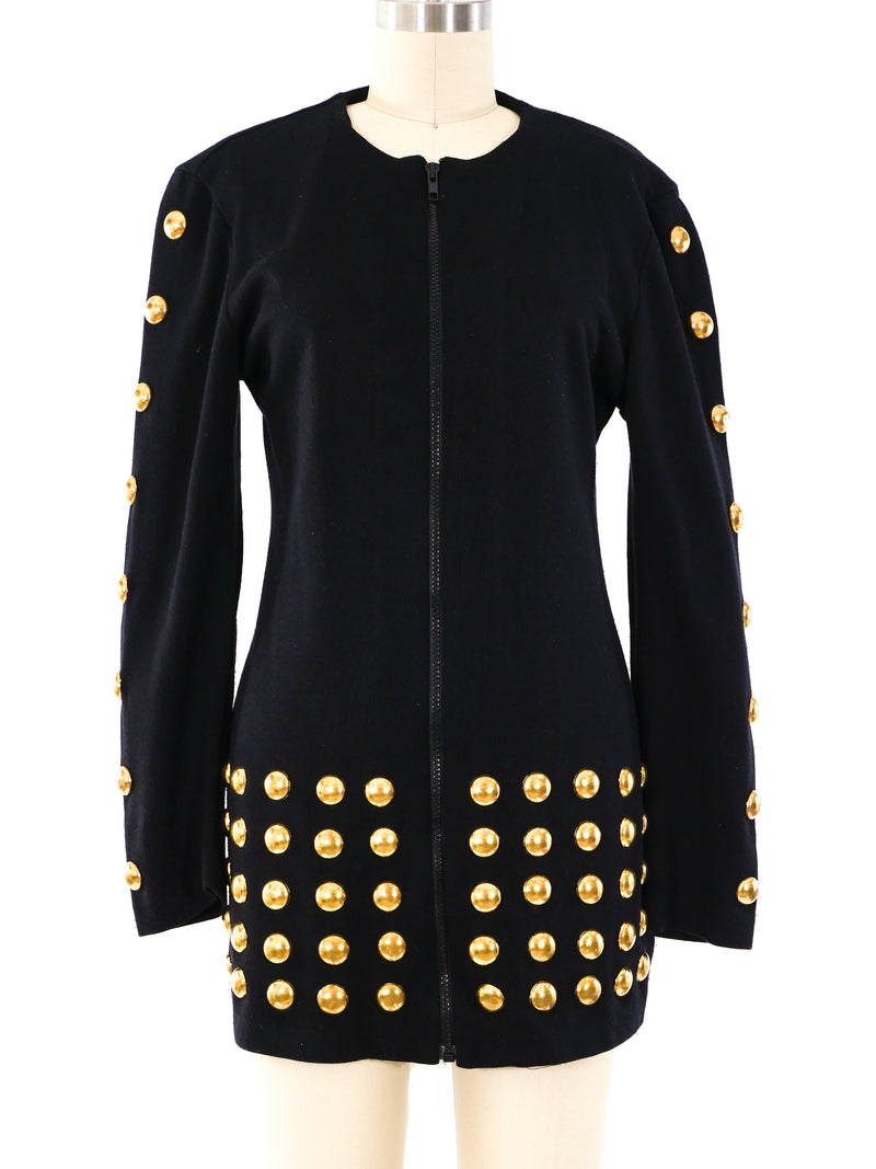 Goldtone Studded Knit Jacket Jacket arcadeshops.com