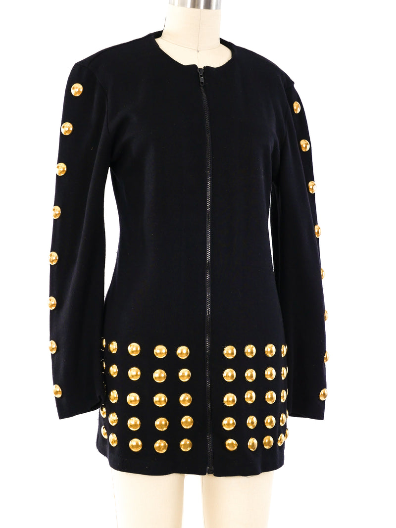 Goldtone Studded Knit Jacket Jacket arcadeshops.com