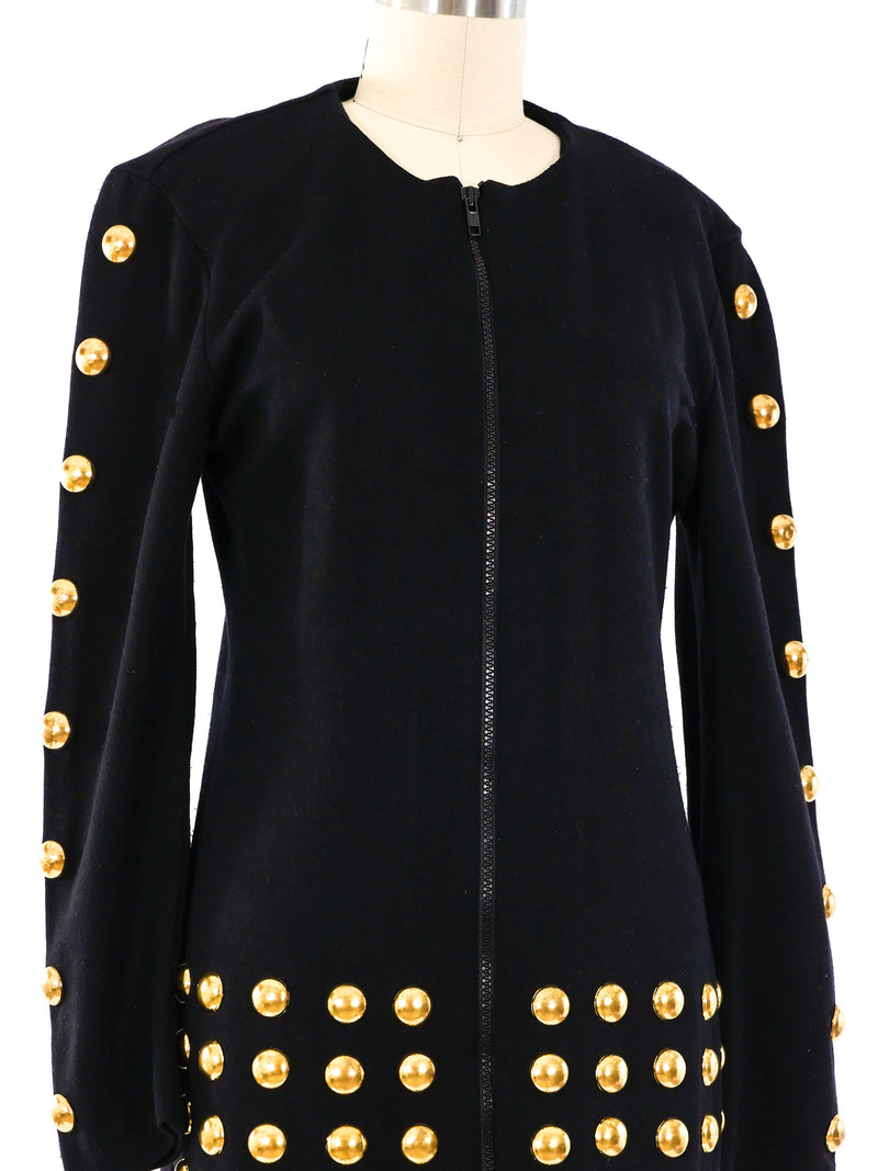 Goldtone Studded Knit Jacket Jacket arcadeshops.com