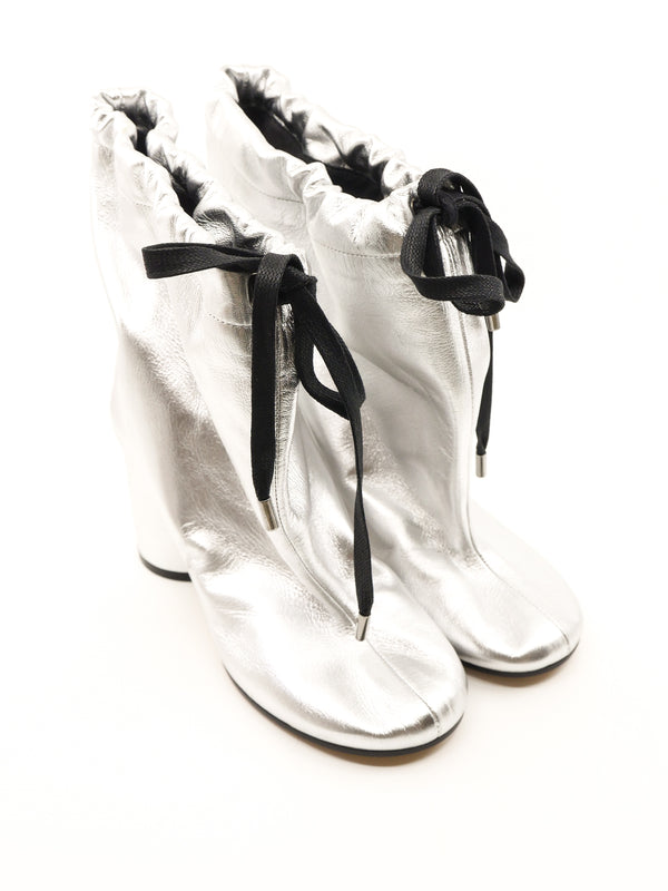 Maison Margiela Drawstring Silver Ankle Boots, 36.5 Accessory arcadeshops.com