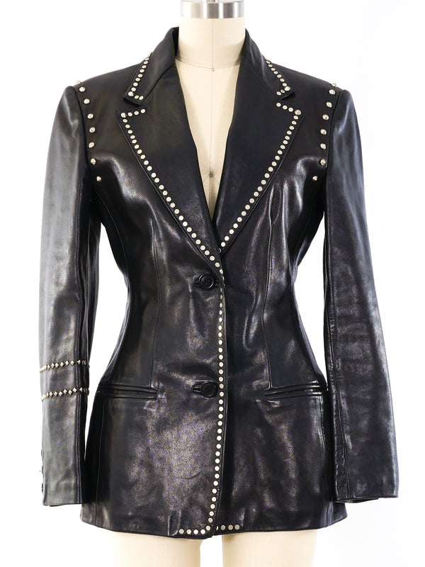 Gianni Versace Studded Leather Blazer Jacket arcadeshops.com
