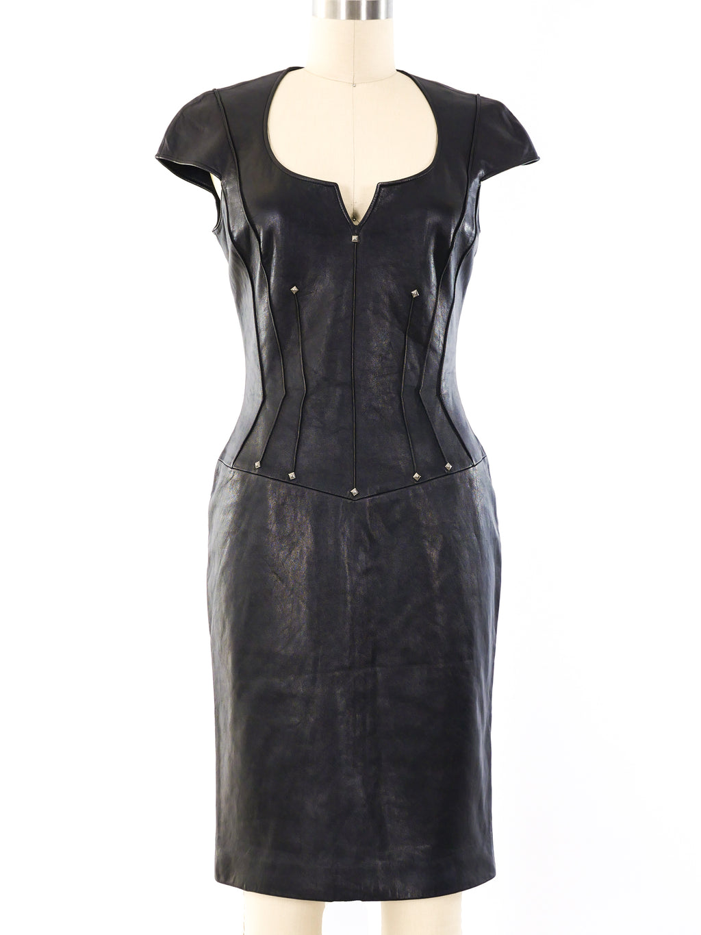 Thierry Mugler Studded Leather Dress