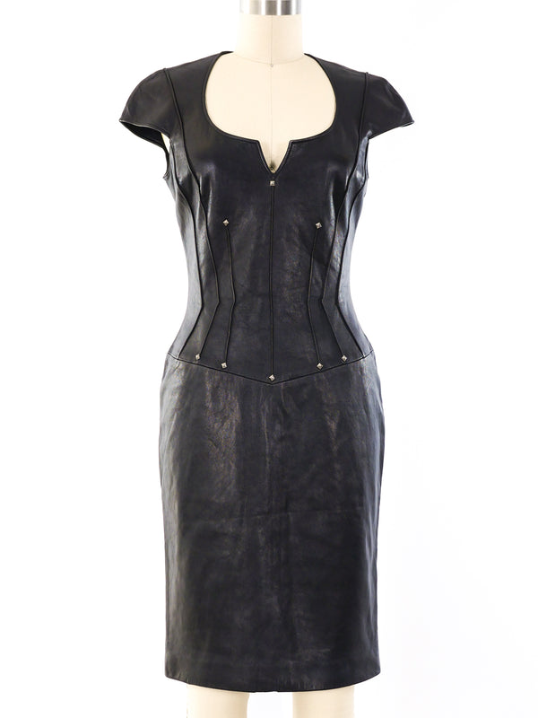 Thierry Mugler Studded Leather Dress Dress arcadeshops.com
