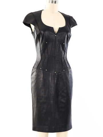 Thierry Mugler Studded Leather Dress