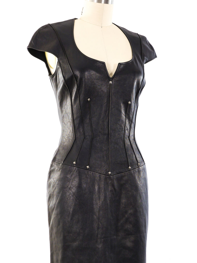 Thierry Mugler Studded Leather Dress Dress arcadeshops.com