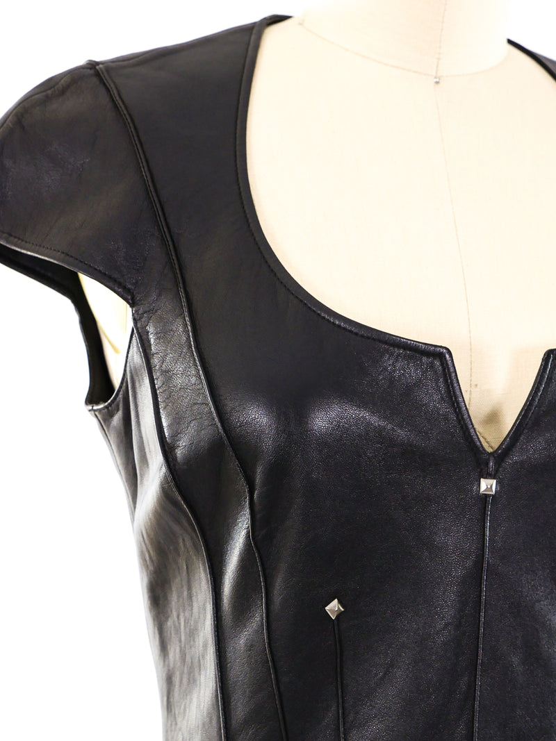 Thierry Mugler Studded Leather Dress Dress arcadeshops.com