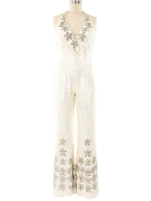 1970's Sequin Embellished Jumpsuit Ensemble Suit arcadeshops.com