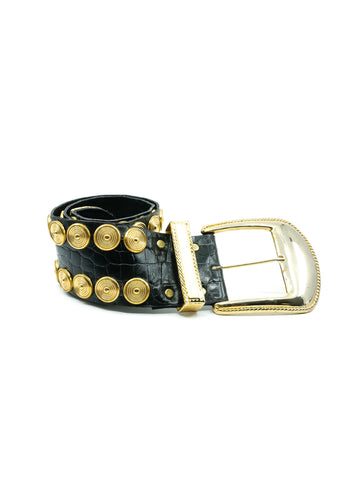 Michael Morrison Belt.  Black Leather.  3” x 37”   Closures 24” - 30”. INTACT ! michael morrison belt products for sale | eBay main image 4
