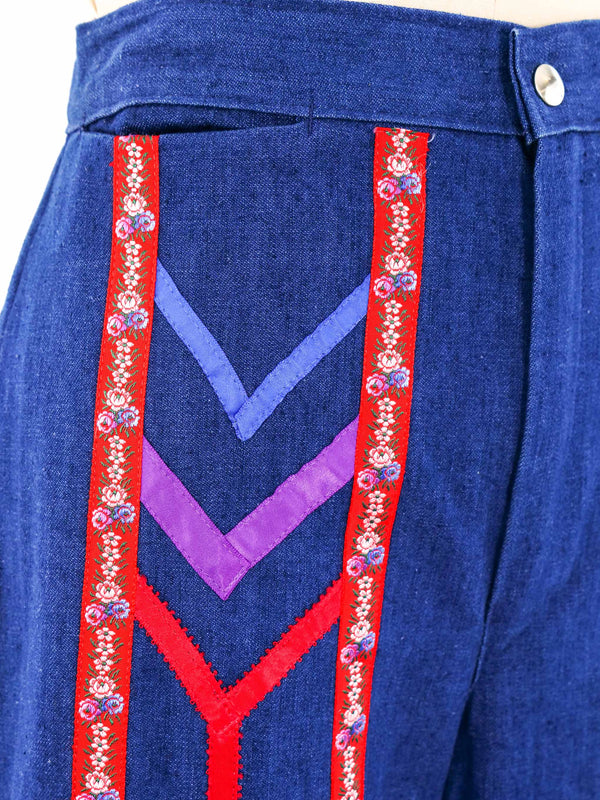 1970's Floral Ribbon Trimmed Denim Bottom arcadeshops.com