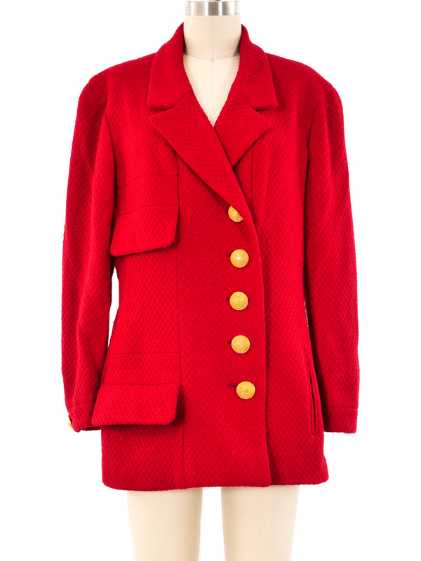 Chanel Red Boucle Jacket Jacket arcadeshops.com