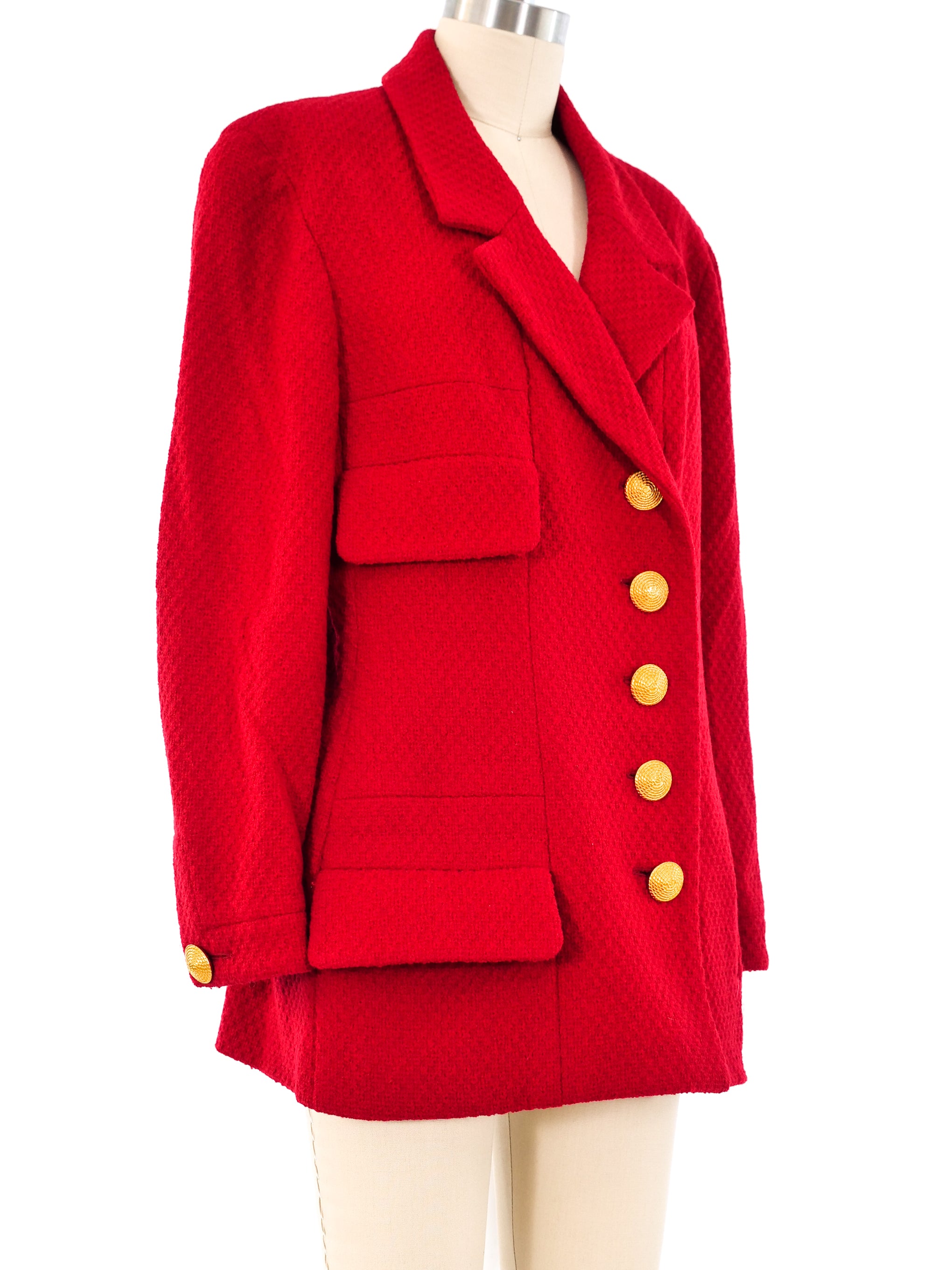 Chanel Red Boucle Jacket