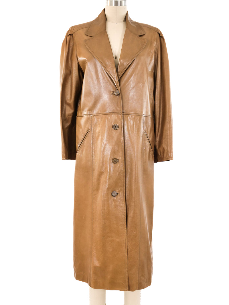 1970's Gucci Leather Trench Coat Outerwear arcadeshops.com