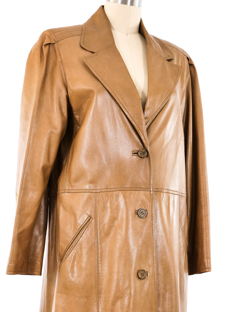 1970's Gucci Leather Trench Coat Outerwear arcadeshops.com