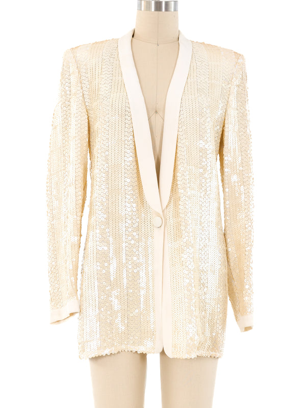 Giorgio Armani Ivory Sequin Blazer Jacket arcadeshops.com