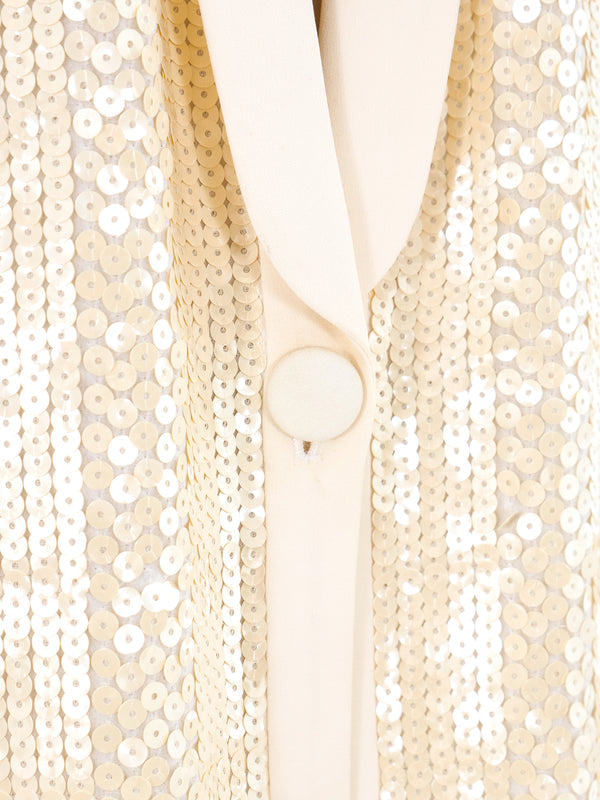 Giorgio Armani Ivory Sequin Blazer Jacket arcadeshops.com