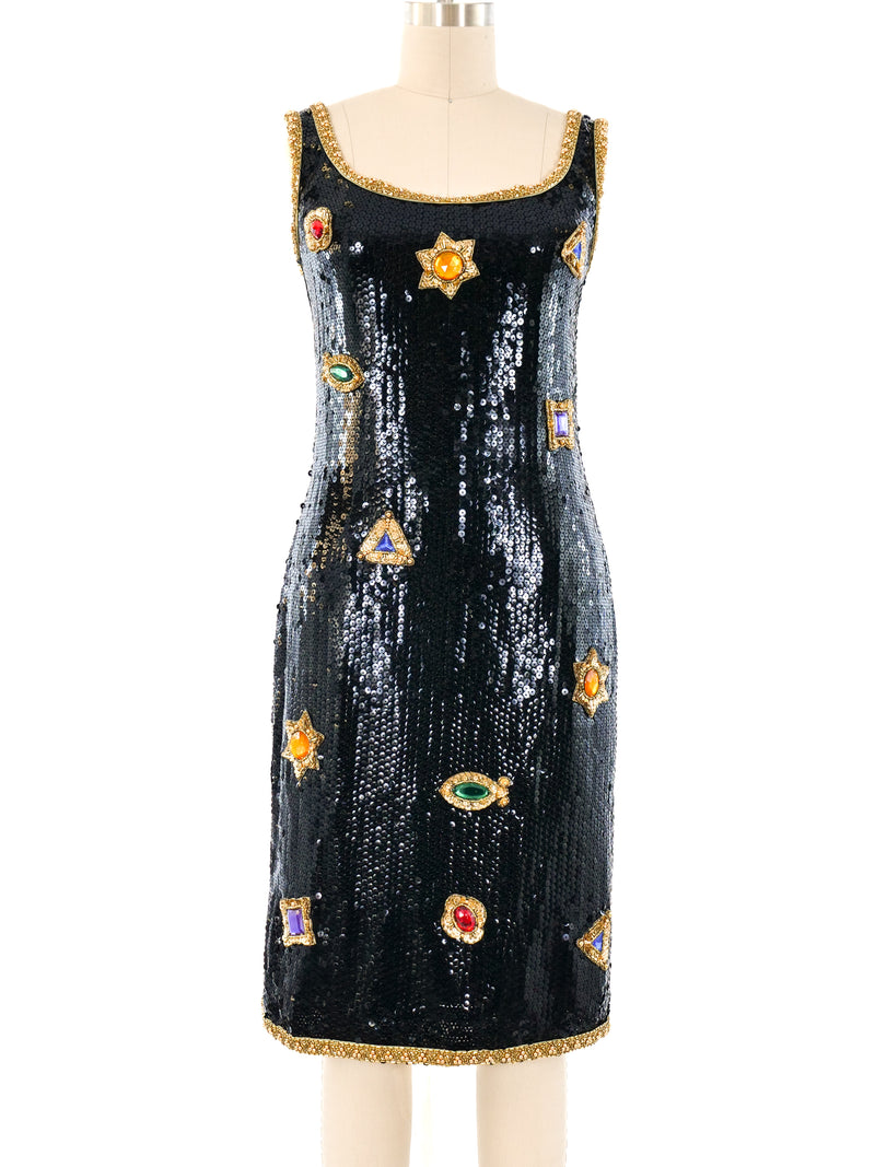 Victor Costa Jeweled Sequin Tank Dress Dress arcadeshops.com