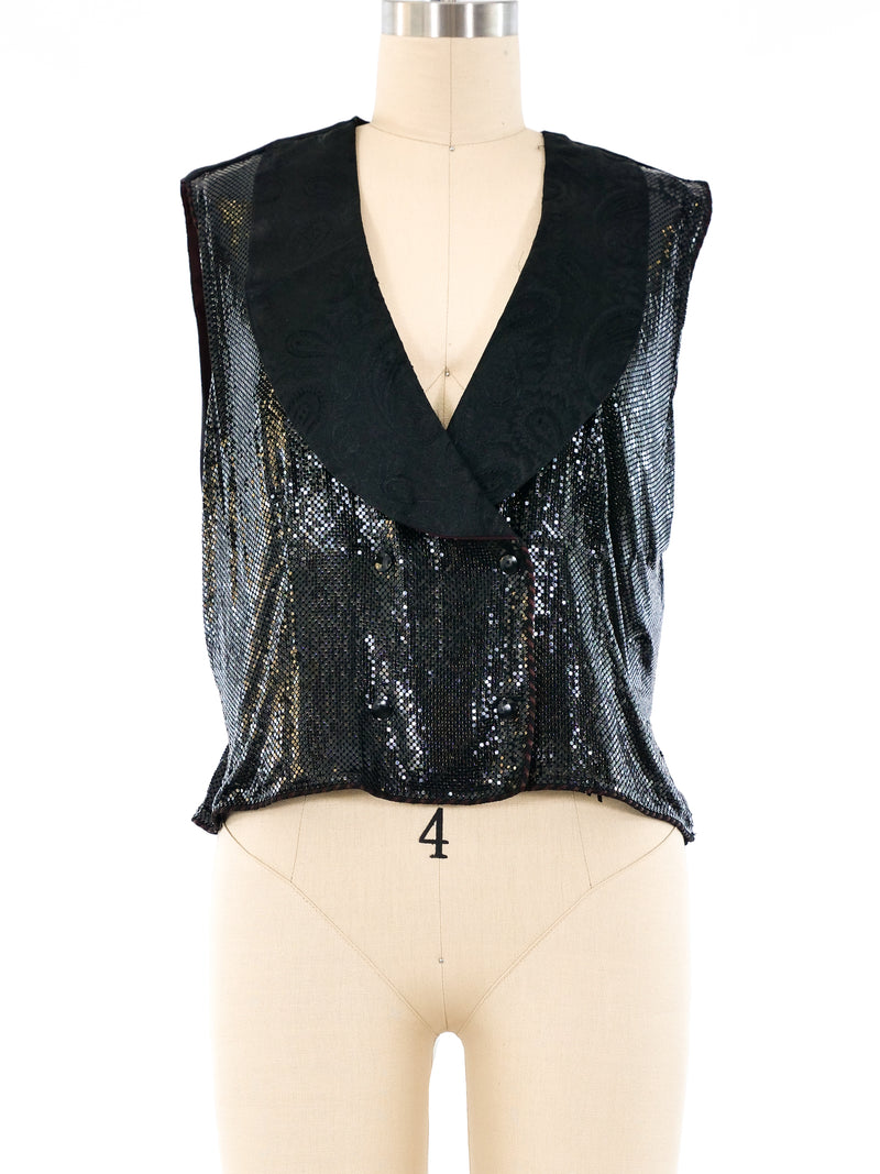 Whiting and Davis Black Chainmail Vest Top arcadeshops.com