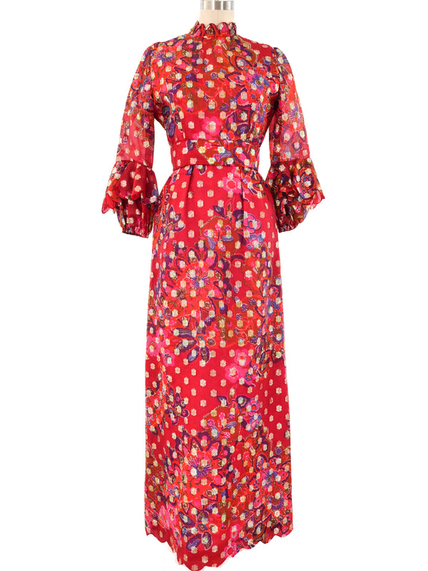 Tina Leser Metallic Floral Maxi Dress Dress arcadeshops.com