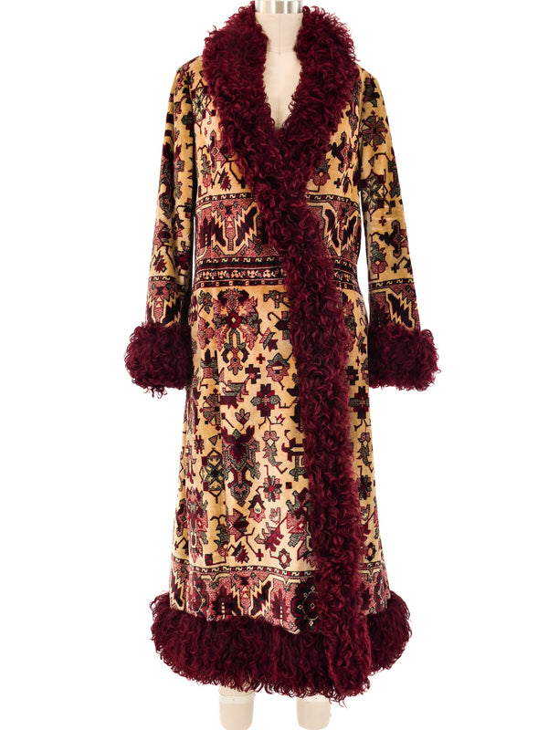 Anne Klein Fur Trimmed Tapestry Coat Outerwear arcadeshops.com