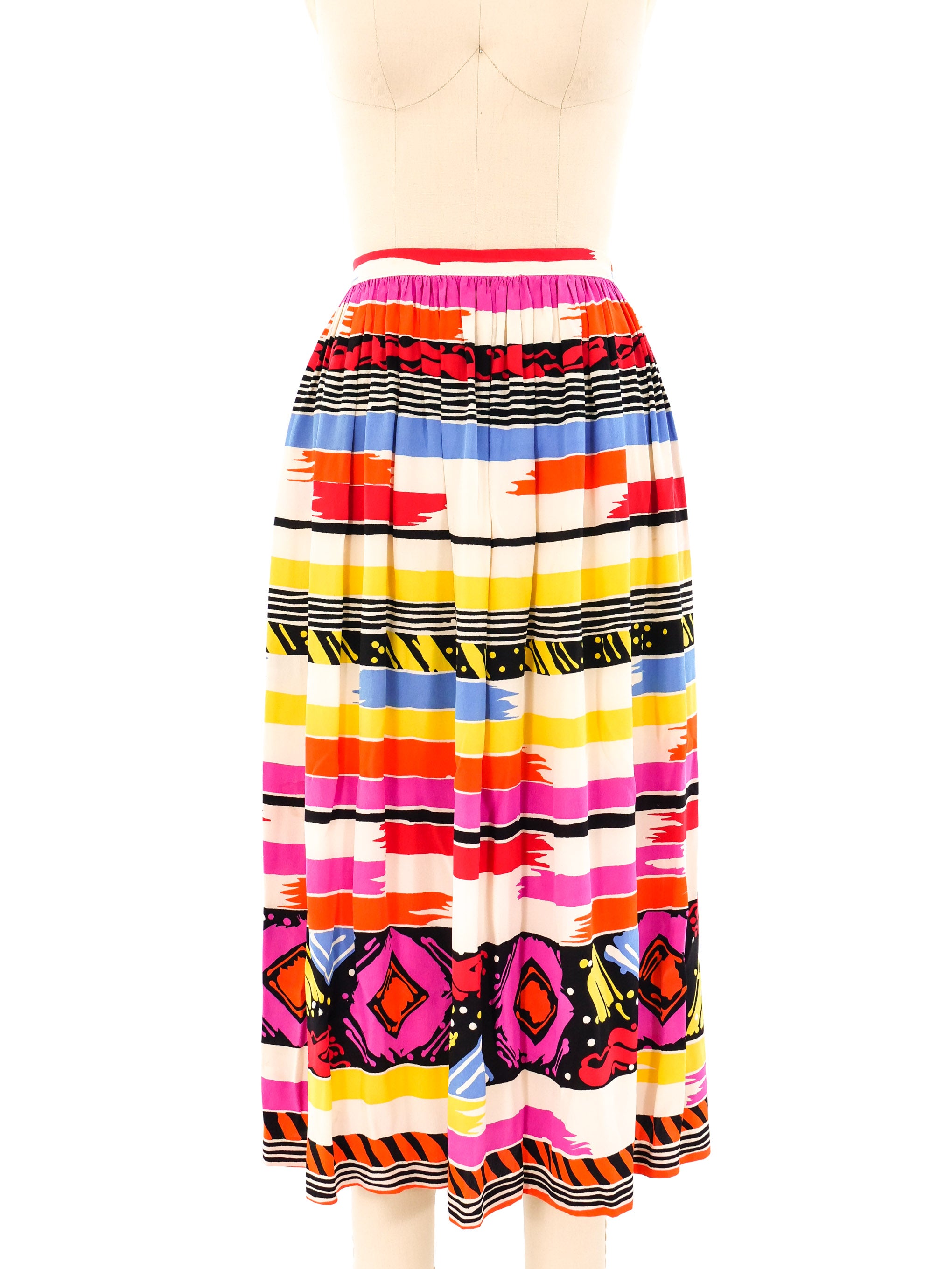 Multi Coloured Silk Printed Skirt Set