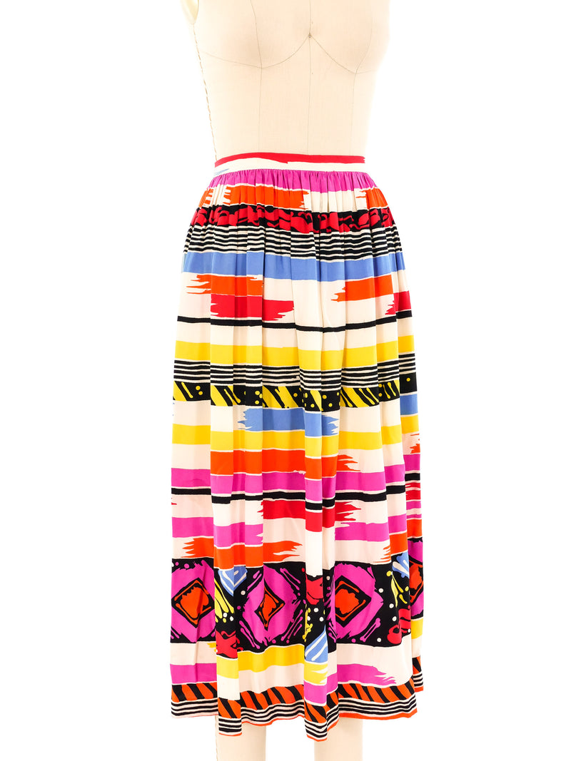 Mixed Print Silk Skirt Bottom arcadeshops.com