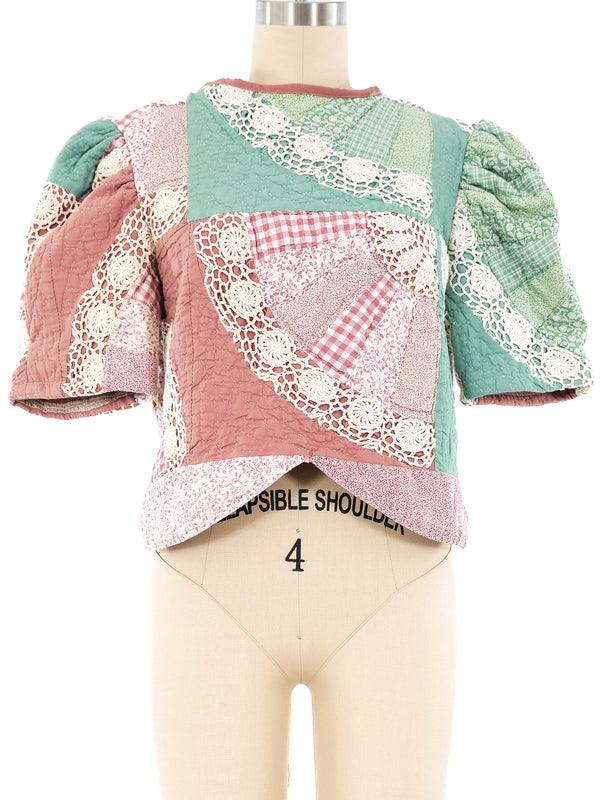 Quilted Patchwork Crop Top Top arcadeshops.com