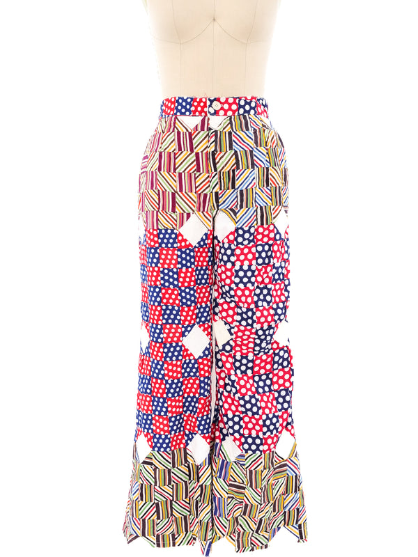 Patchwork Flared Trousers Bottom arcadeshops.com