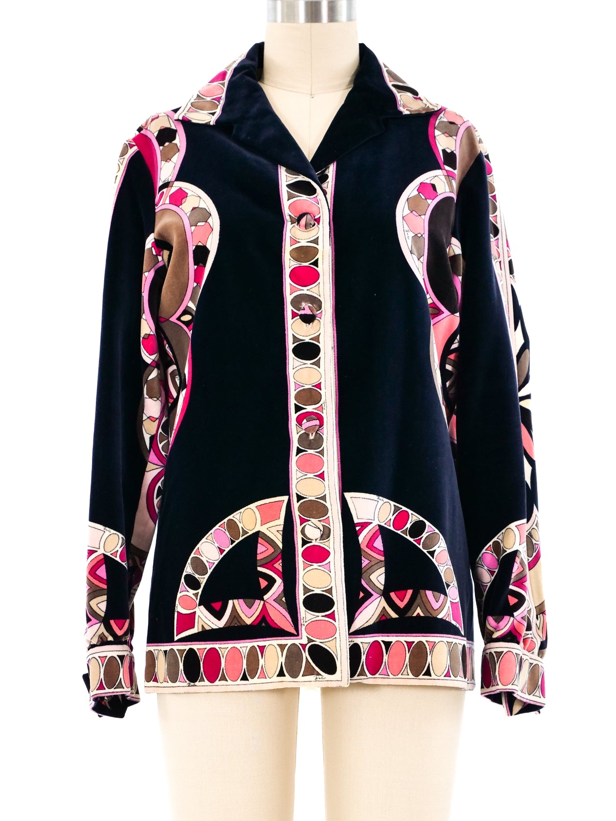 Vintage Emilio Pucci Signature Print Blue & Black Velvet 1960s