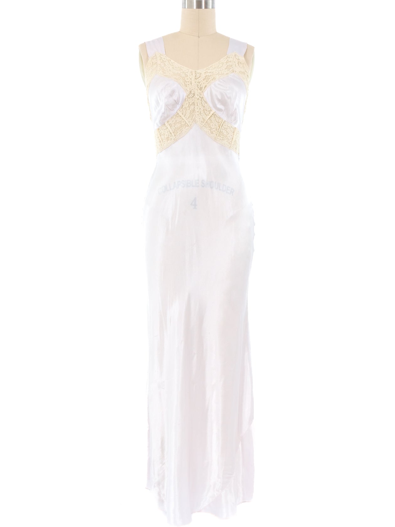 1940's Lace Trimmed Pastel Satin Slip Dress