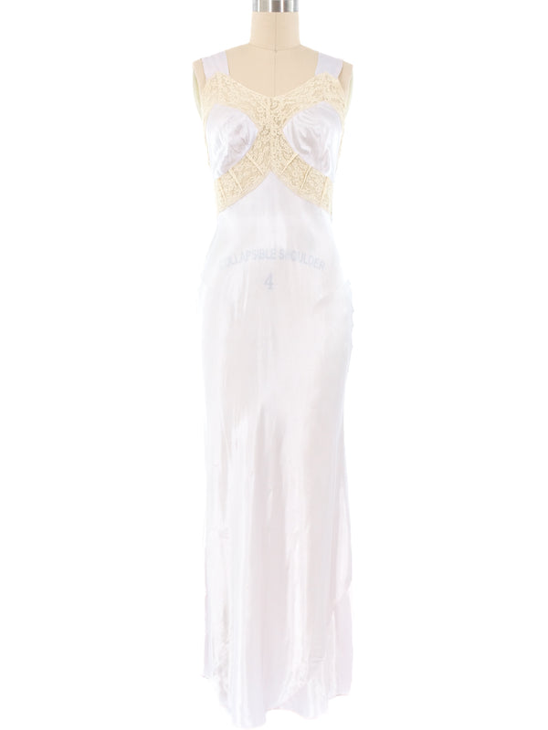 1940's Lace Trimmed Pastel Satin Slip Dress Dress arcadeshops.com