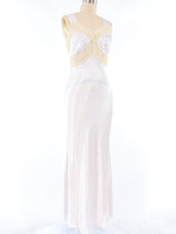 1940's Lace Trimmed Pastel Satin Slip Dress Dress arcadeshops.com