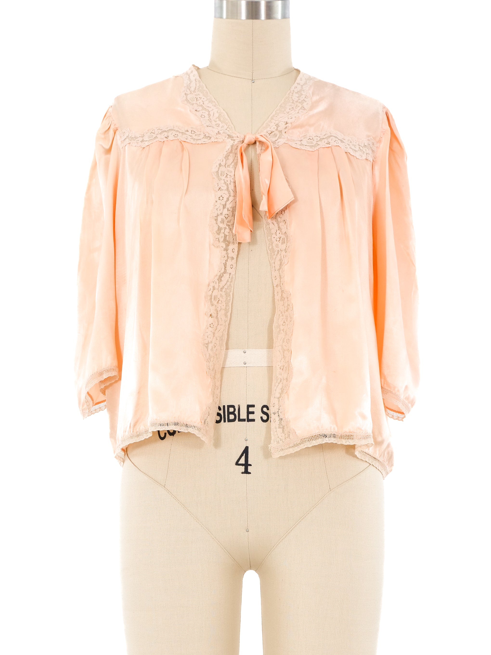 Lace Trimmed Satin Bed Jacket