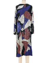 Mixed Metallic Sequin Embellished Silk Dress Dress arcadeshops.com