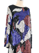 Mixed Metallic Sequin Embellished Silk Dress Dress arcadeshops.com